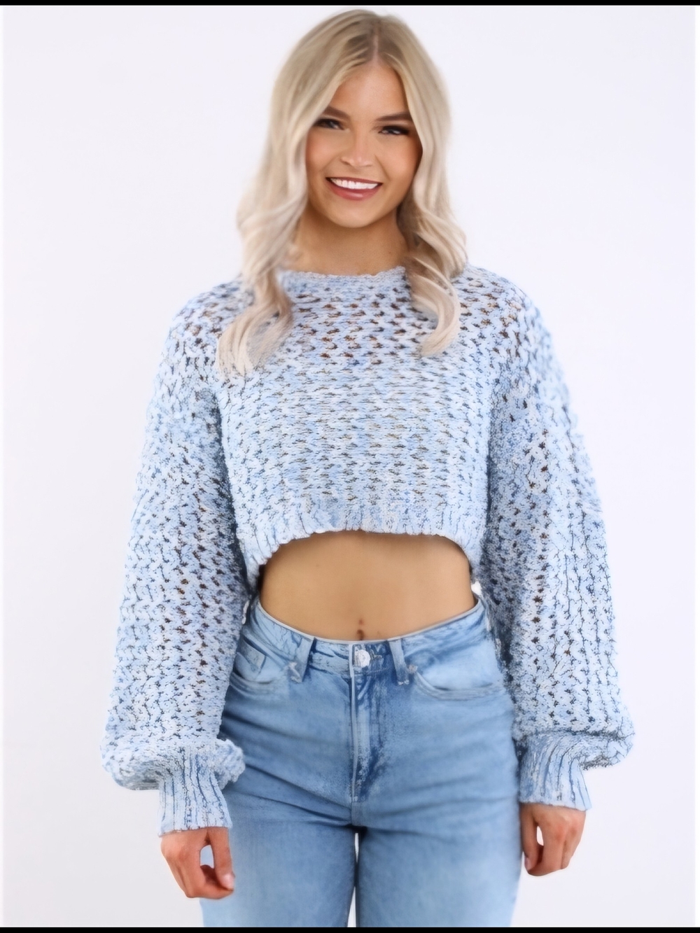 Noisy May Light Blue Chunky Knit Sweater